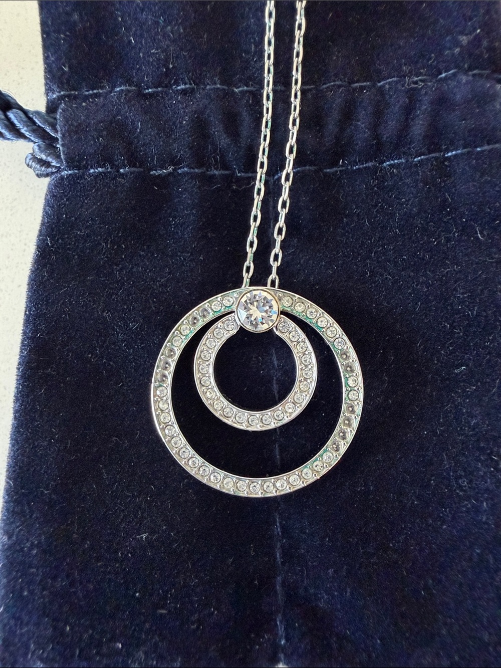 Swarovski Double Circle Crystal Pendant Necklace - Women Jewelry